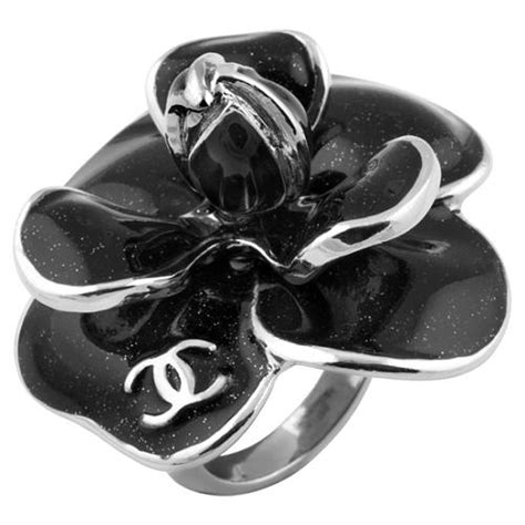 chanel black flower ring|Chanel pre owned flower ring.